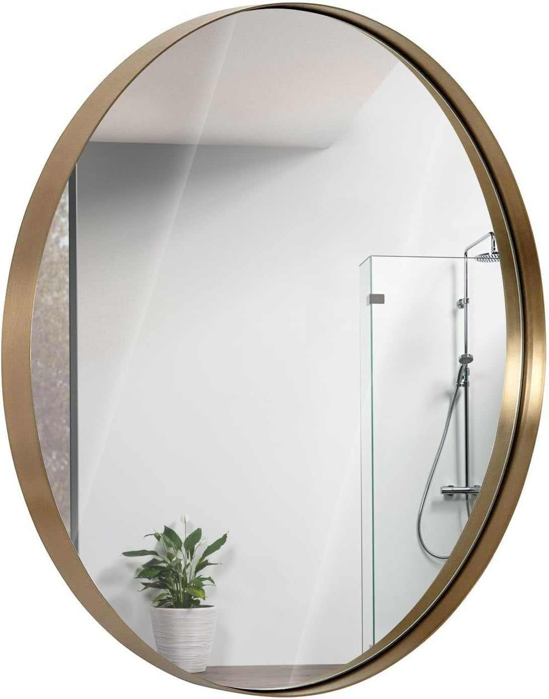 round Beveled Mirror - 30' Circle Mirror - Classic Gold Frame - Wall Mount for Home Decor - Elegant Vanity Mirror for Bathroom, Bedroom, Living Room - Deep Metal Frame