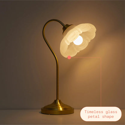 PREMIA HOMES Gold Metal Table Lamp with Glass Petal Shade
