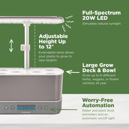 PREMIA HOMES Harvest Elite Indoor Garden Hydroponic System with LED Grow Light and Seed Kit, Holds up to 6 Pods, Stainless Steel