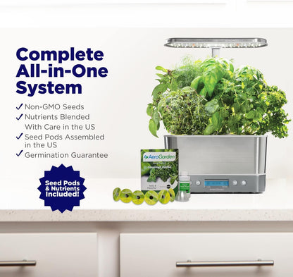 PREMIA HOMES Harvest Elite Indoor Garden Hydroponic System with LED Grow Light and Seed Kit, Holds up to 6 Pods, Stainless Steel