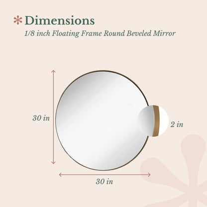 round Beveled Mirror - 30' Circle Mirror - Classic Gold Frame - Wall Mount for Home Decor - Elegant Vanity Mirror for Bathroom, Bedroom, Living Room - Deep Metal Frame