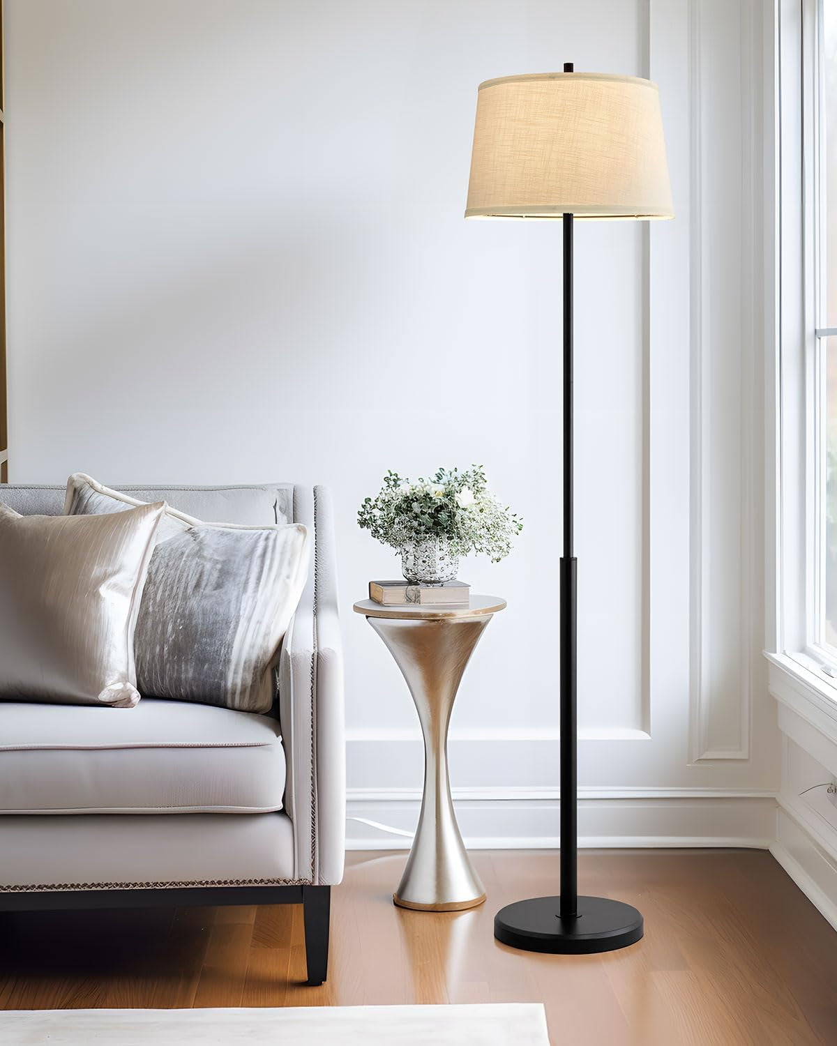 PREMIA HOMES 61.75" Modern Floor Lamp for Living Room, Tall Lamp for Bedroom, Floor Lamp with Rotary Switch, Industrial Standing Lamp for Nursery Study Room Office