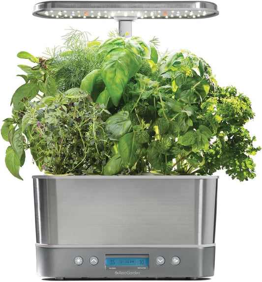 PREMIA HOMES Harvest Elite Indoor Garden Hydroponic System with LED Grow Light and Seed Kit, Holds up to 6 Pods, Stainless Steel