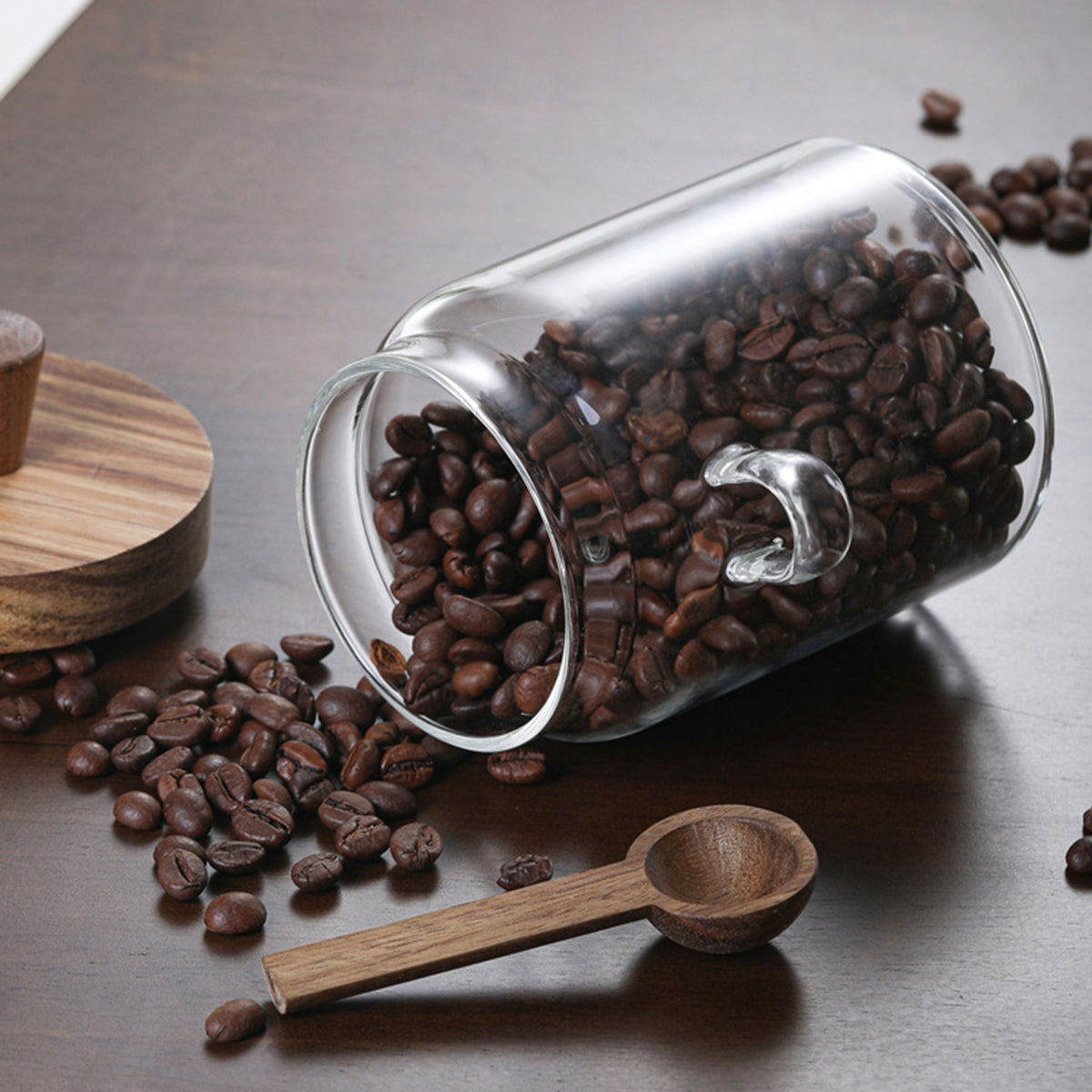 PREMIA HOMES 3Pcs Glass Coffee Jars with Spoons,Candy Jars,Biscuit Jars,Storage Jars,Tea Jars