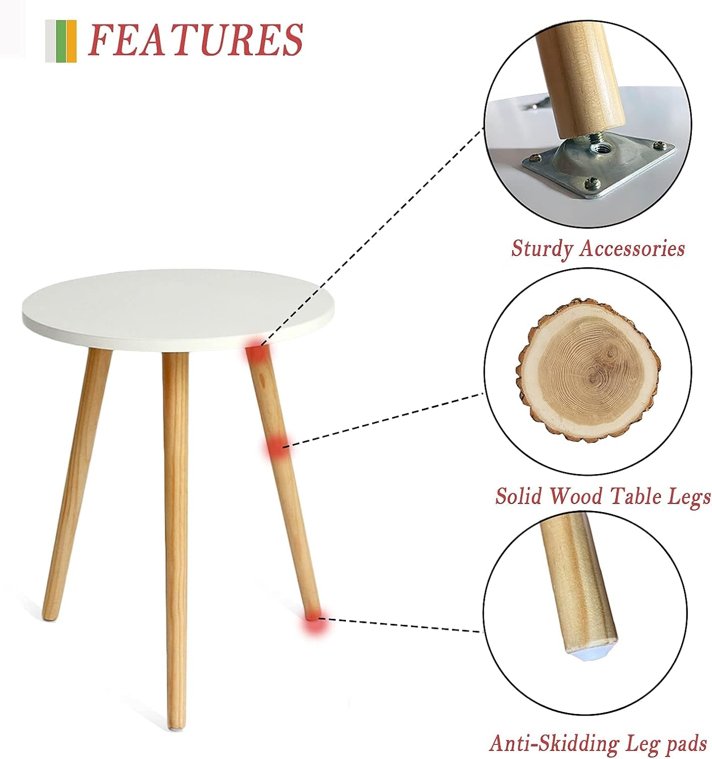 PREMIA HOMES Round Side Table, Small Accent Table Nightstand Modern End Table for Living Room Bedroom Office Small Spaces, 15.7''D X 19.69''H (White)