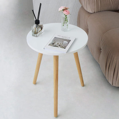 PREMIA HOMES Round Side Table, Small Accent Table Nightstand Modern End Table for Living Room Bedroom Office Small Spaces, 15.7''D X 19.69''H (White)