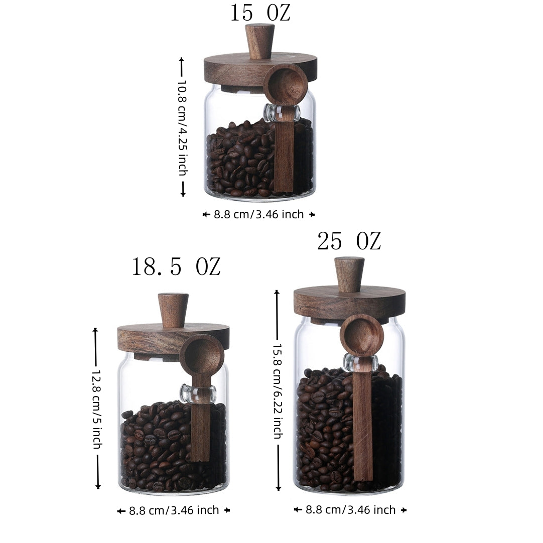 PREMIA HOMES 3Pcs Glass Coffee Jars with Spoons,Candy Jars,Biscuit Jars,Storage Jars,Tea Jars
