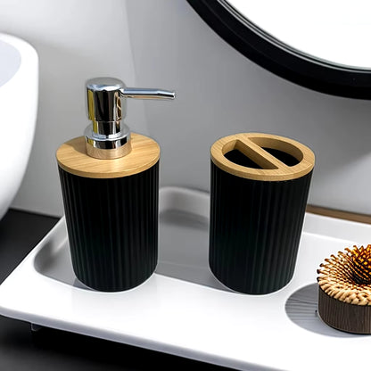 PREMIA HOMES 4Pcs Bathroom Accessories Set Plastic Bathroom Accessories Toothbrush Holder Mouthwash Cup Soap Dispenser Soap Dish
