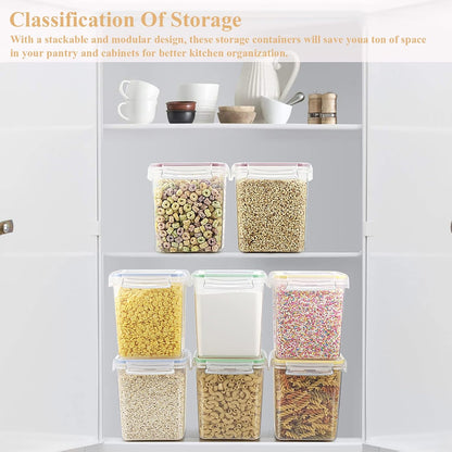 PREMIA HOMES Cereal Container Food Storage Containers, Set of 8 (2.5L/84.55Oz) Airtight Dry Food Storage Containers with Lids - BPA Free Plastic for Flour, Cereal and Pantry Storage Containers