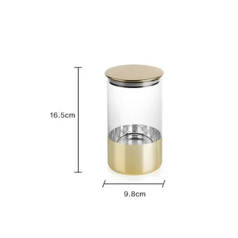 PREMIA HOMES Golden Transparent Glass Bottles, Candy Jars, Household Sealed Jars with Lids, Kitchen Food Storage Jars, Coffee Beans, Tea Jars