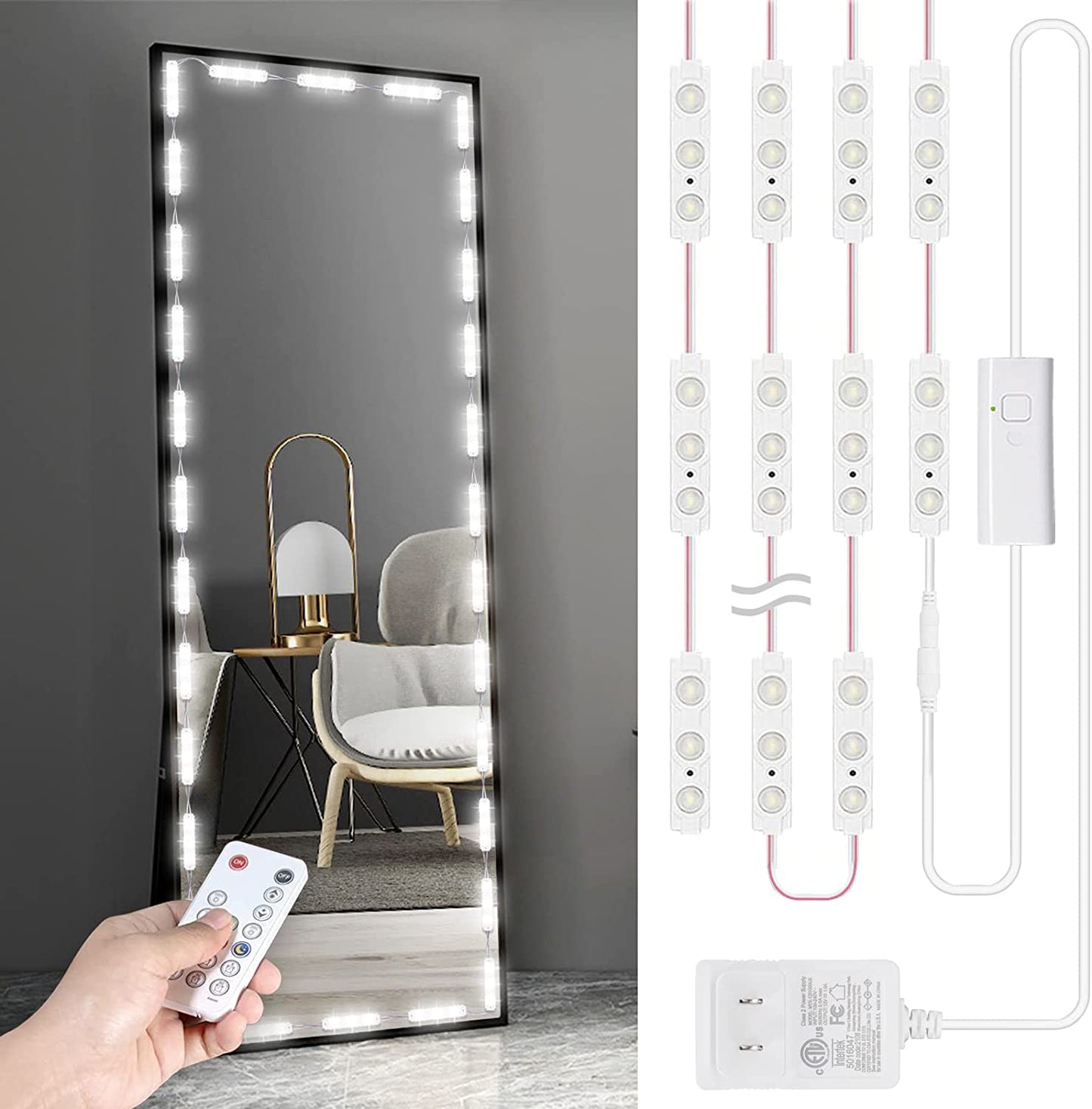 PREMIA HOMES LED Vanity Mirror Lights with RF Remote, Dimmable Hollywood Style 13Ft(4M), Bathroom Waterproof, for Full Body Mirror, Makeup Mirror, Vanity Mirror, Bathroom Mirror(Mirror Not Include)