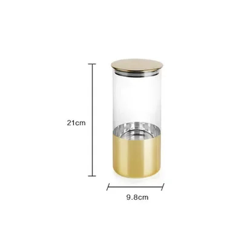 PREMIA HOMES Golden Transparent Glass Bottles, Candy Jars, Household Sealed Jars with Lids, Kitchen Food Storage Jars, Coffee Beans, Tea Jars