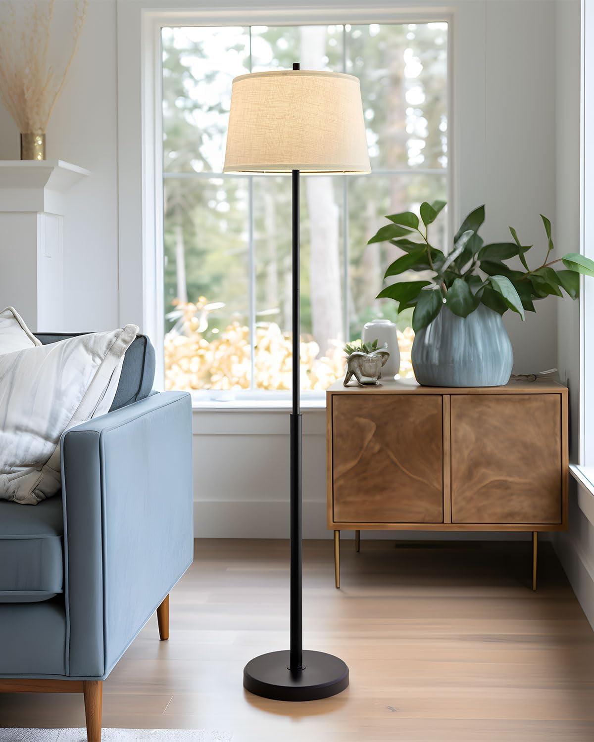 PREMIA HOMES 61.75" Modern Floor Lamp for Living Room, Tall Lamp for Bedroom, Floor Lamp with Rotary Switch, Industrial Standing Lamp for Nursery Study Room Office