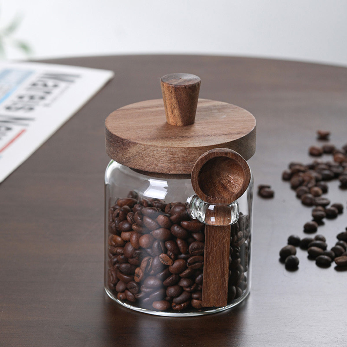 PREMIA HOMES 3Pcs Glass Coffee Jars with Spoons,Candy Jars,Biscuit Jars,Storage Jars,Tea Jars