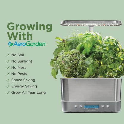 PREMIA HOMES Harvest Elite Indoor Garden Hydroponic System with LED Grow Light and Seed Kit, Holds up to 6 Pods, Stainless Steel