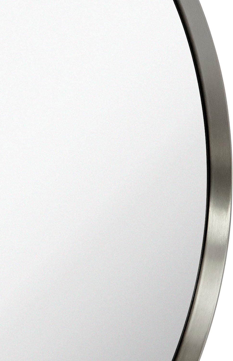 35 Inch round Bathroom Mirror - Brushed Silver Metal Frame - Elegant Wall Mounted for Bedroom, Entryway, and Living Spaces - round Mirrors for Wall Decor