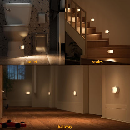 PREMIA HOMES Rechargeable Battery Night Light with Motion Sensor, Portable Mini Warm White LED Stick-On Closet Light, Adjustable Brightness for Bathroom, Bedroom, Kitchen, Cabinet, Stairs, Hallway, 2-Pack