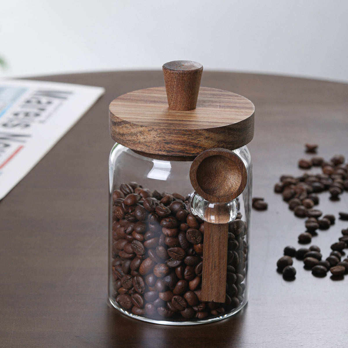 PREMIA HOMES 3Pcs Glass Coffee Jars with Spoons,Candy Jars,Biscuit Jars,Storage Jars,Tea Jars