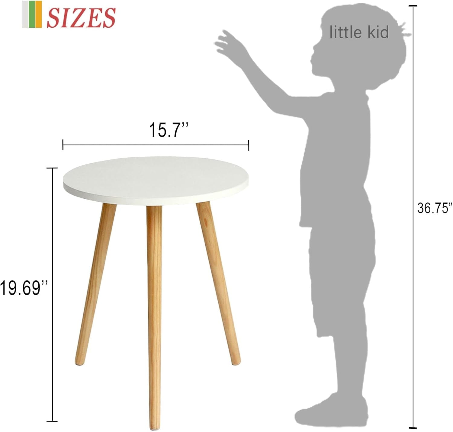 PREMIA HOMES Round Side Table, Small Accent Table Nightstand Modern End Table for Living Room Bedroom Office Small Spaces, 15.7''D X 19.69''H (White)