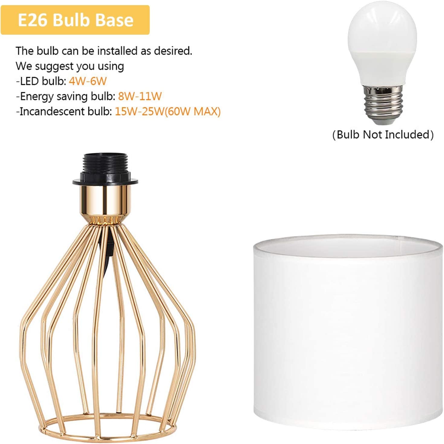 PREMIA HOMES Gold Table Lamp - Modern Style Desk Lamp with Hollowed Out Base Linen Fabric Shade, Small Golden Bedside Lamp for Bedrooms, Living Room