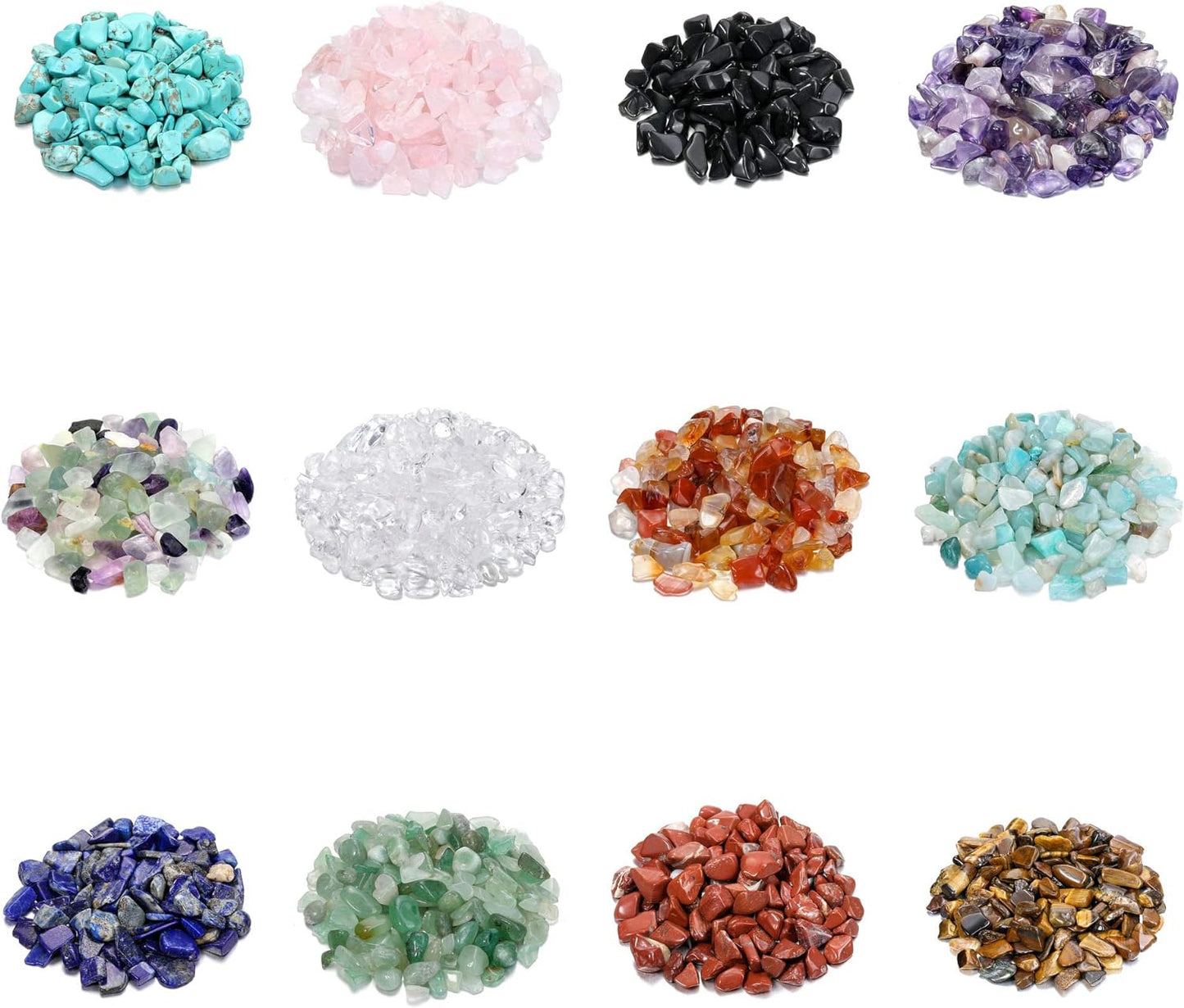 PREMIA HOMES 12 Crystal Gemstone Bottles Reiki Chip Crystals for Witchcraft Healing Tumbled Gem Wicca Stones Set with Gift Box for Meditation Home Decoration Christmas Gift (12Pcs)