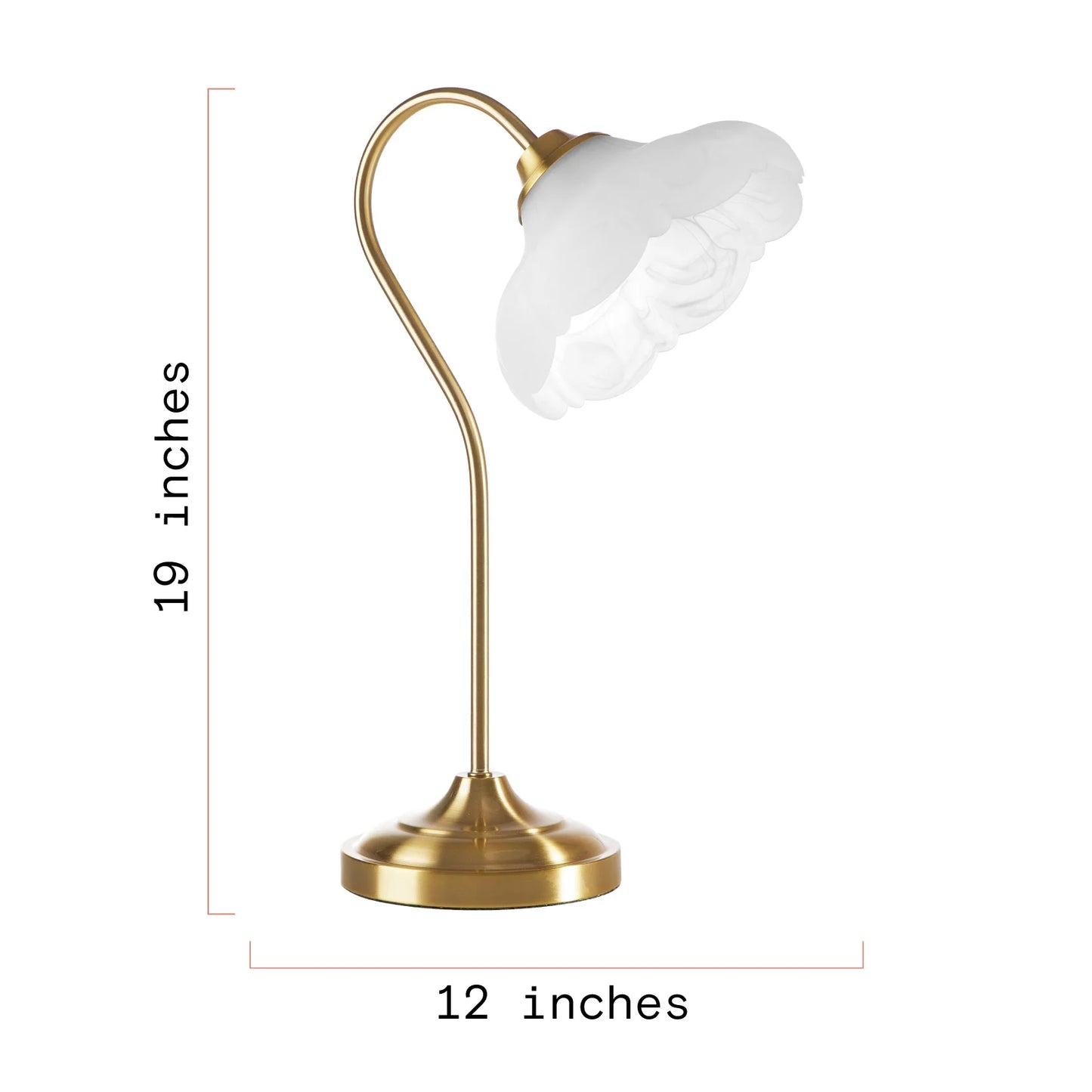 PREMIA HOMES Gold Metal Table Lamp with Glass Petal Shade