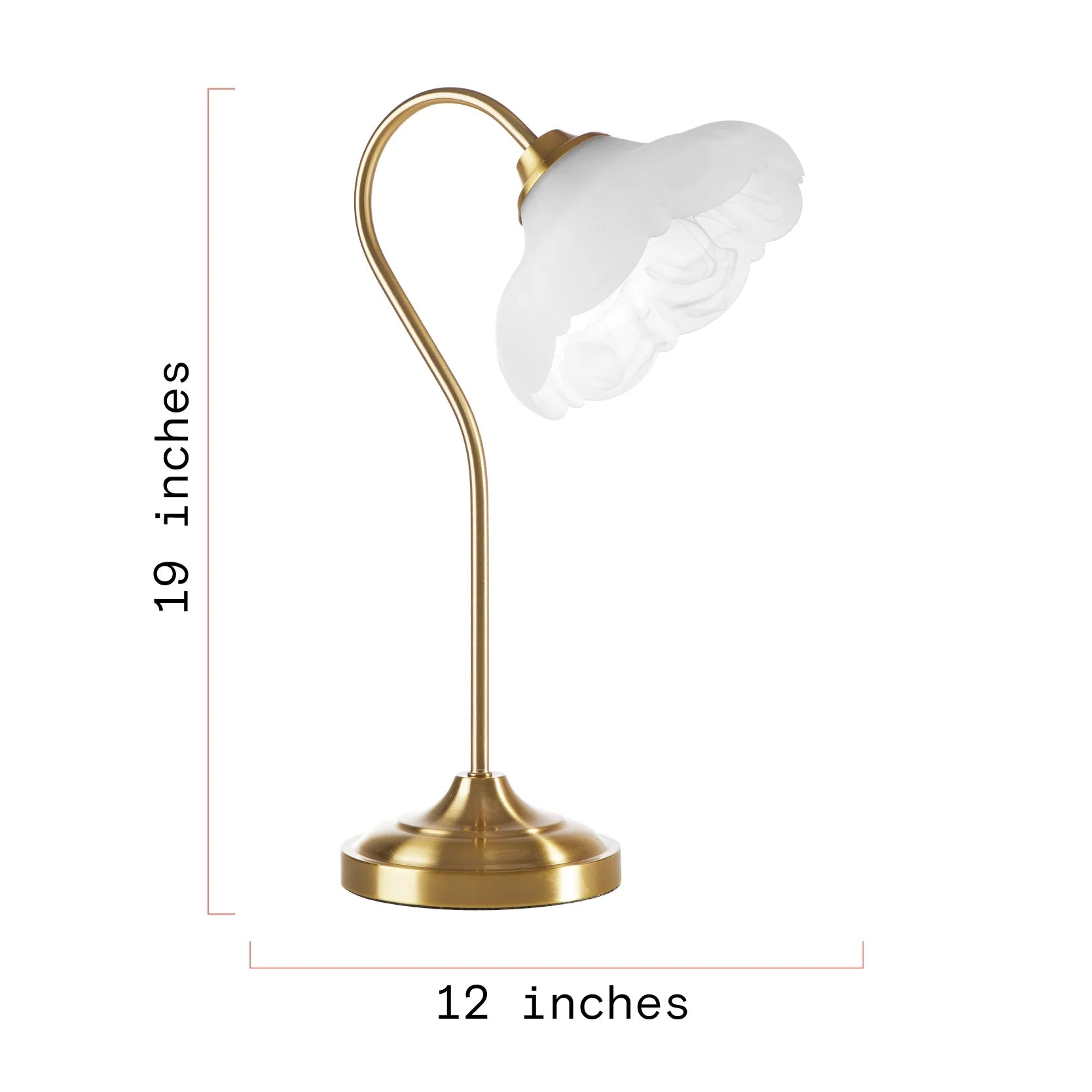 PREMIA HOMES Gold Metal Table Lamp with Glass Petal Shade