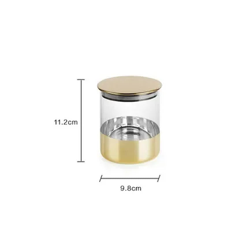 PREMIA HOMES Golden Transparent Glass Bottles, Candy Jars, Household Sealed Jars with Lids, Kitchen Food Storage Jars, Coffee Beans, Tea Jars