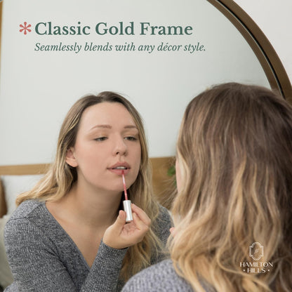 round Beveled Mirror - 30' Circle Mirror - Classic Gold Frame - Wall Mount for Home Decor - Elegant Vanity Mirror for Bathroom, Bedroom, Living Room - Deep Metal Frame