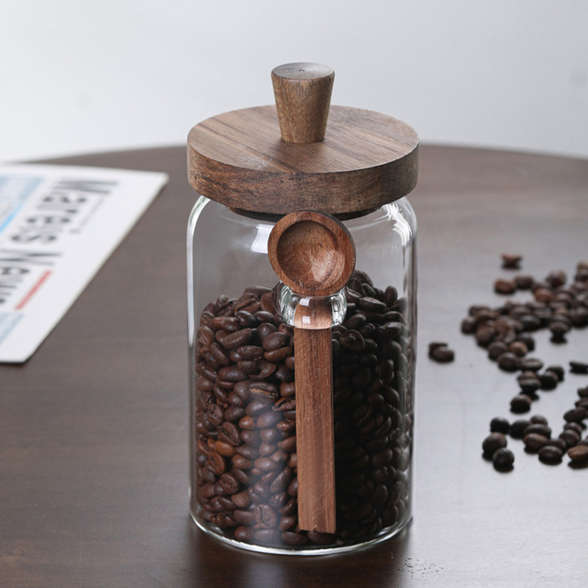 PREMIA HOMES 3Pcs Glass Coffee Jars with Spoons,Candy Jars,Biscuit Jars,Storage Jars,Tea Jars