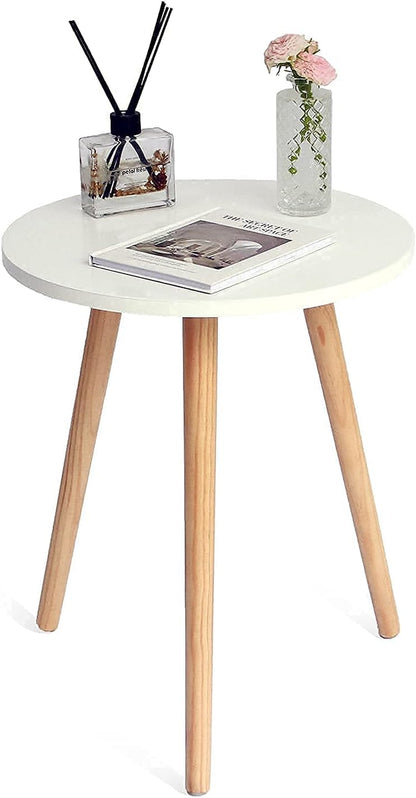 PREMIA HOMES Round Side Table, Small Accent Table Nightstand Modern End Table for Living Room Bedroom Office Small Spaces, 15.7''D X 19.69''H (White)