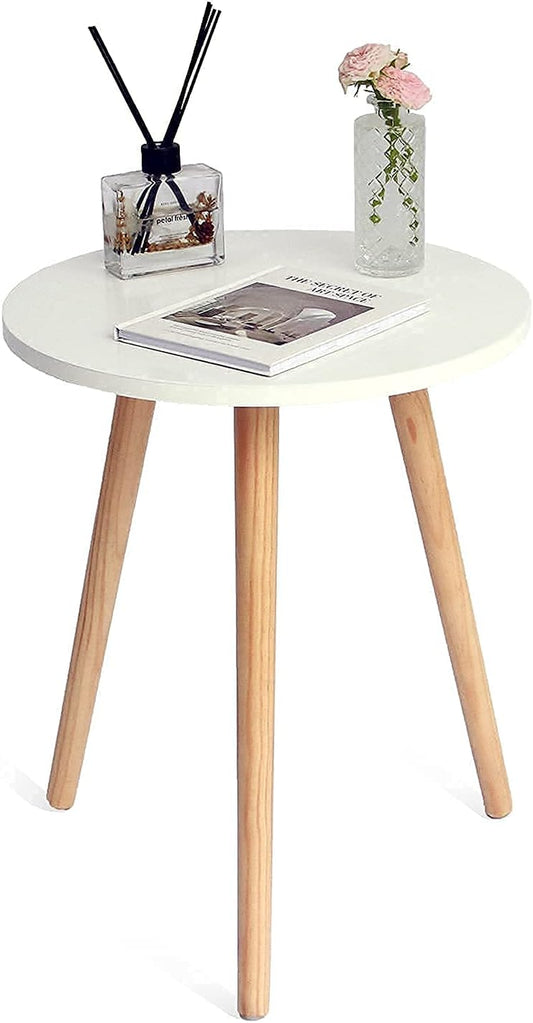 PREMIA HOMES Round Side Table, Small Accent Table Nightstand Modern End Table for Living Room Bedroom Office Small Spaces, 15.7''D X 19.69''H (White)