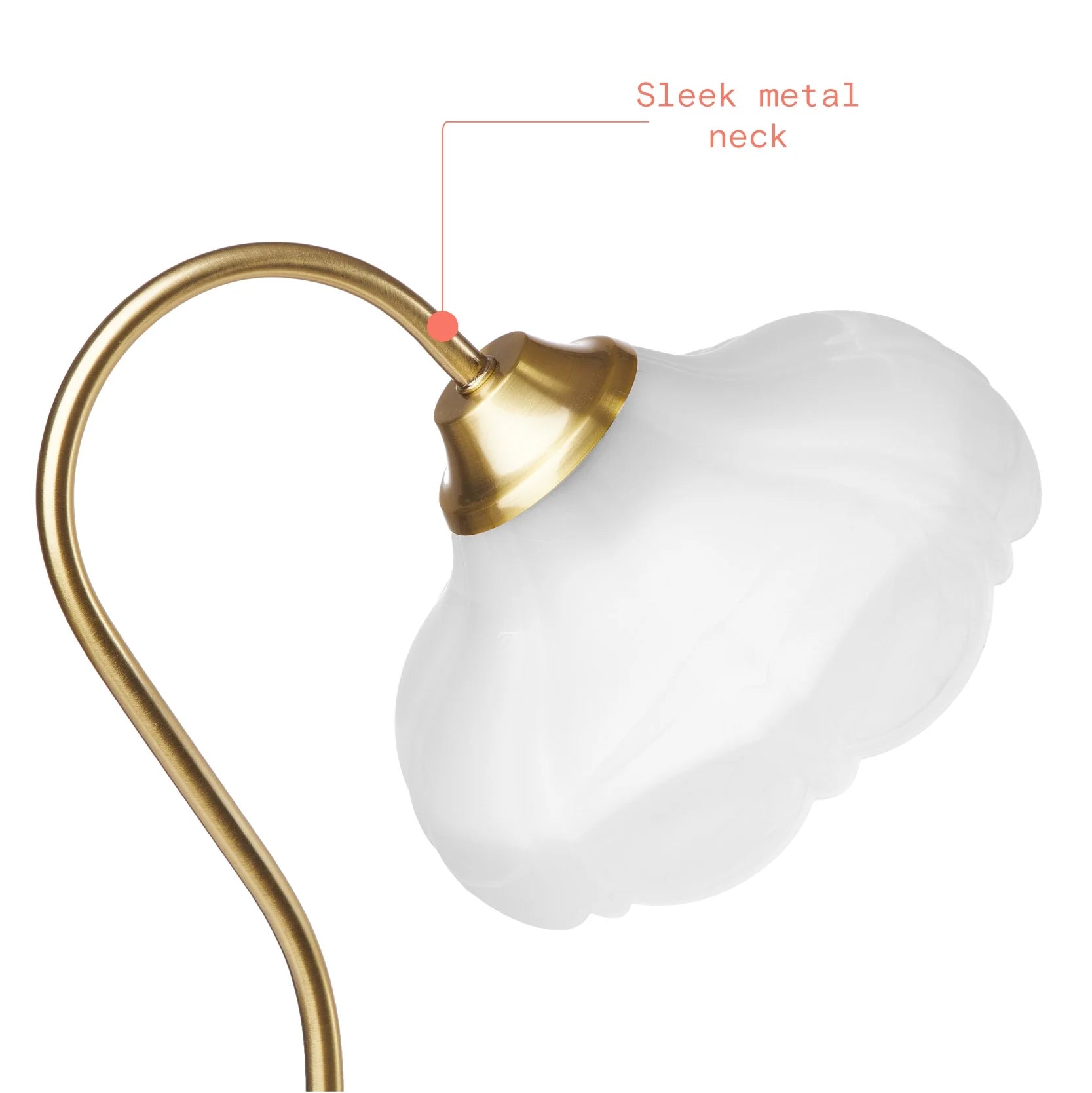 PREMIA HOMES Gold Metal Table Lamp with Glass Petal Shade