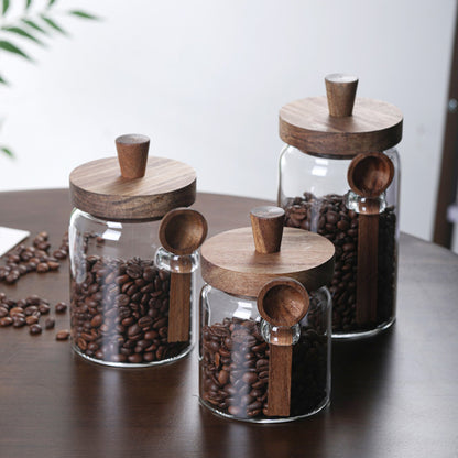 PREMIA HOMES 3Pcs Glass Coffee Jars with Spoons,Candy Jars,Biscuit Jars,Storage Jars,Tea Jars