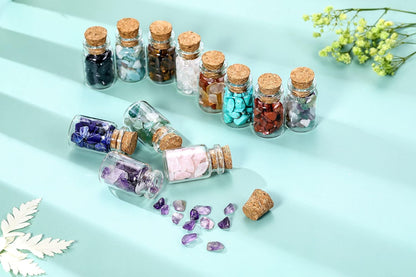 PREMIA HOMES 12 Crystal Gemstone Bottles Reiki Chip Crystals for Witchcraft Healing Tumbled Gem Wicca Stones Set with Gift Box for Meditation Home Decoration Christmas Gift (12Pcs)