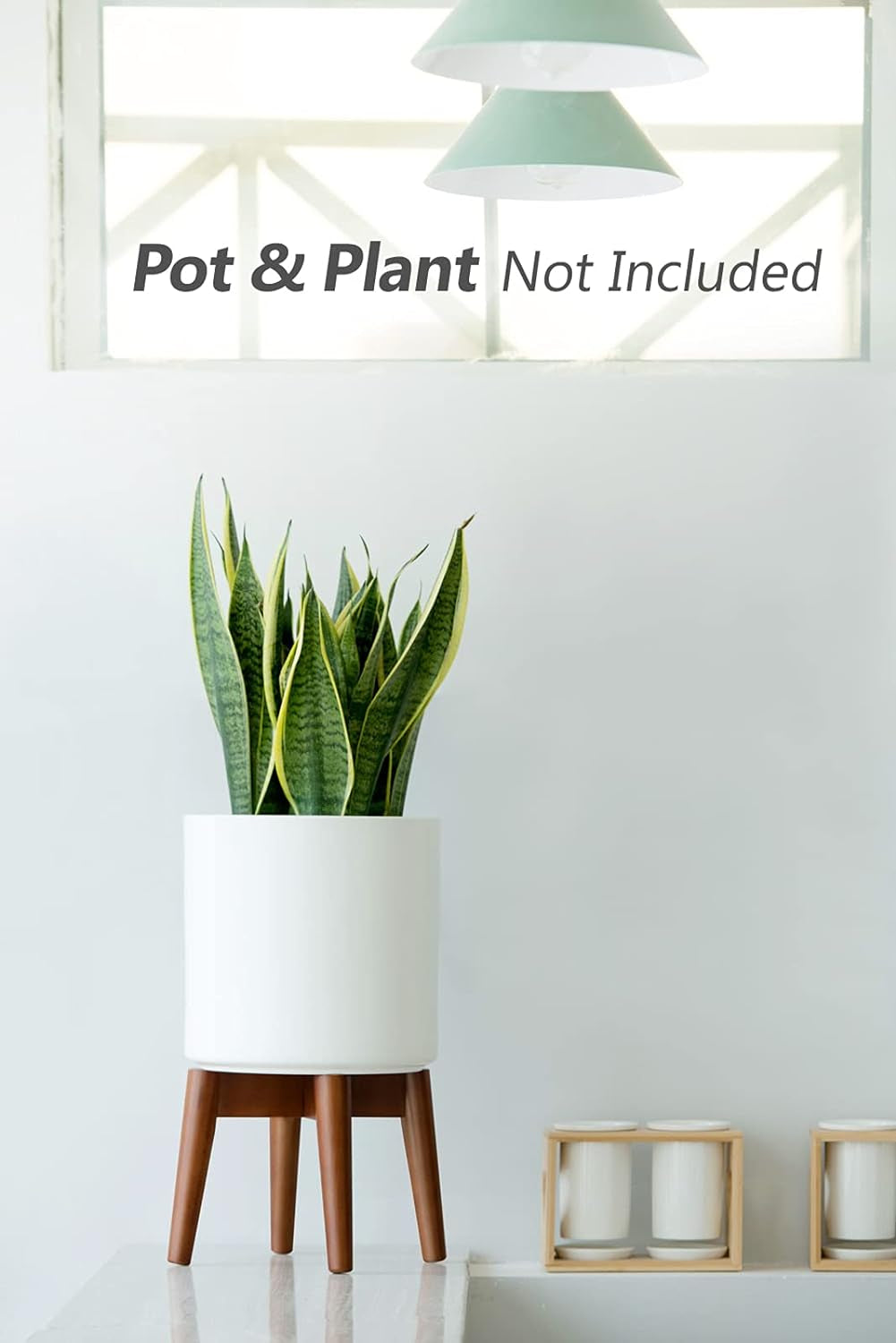 PREMIA HOMES Plant Stand Mid-Century Modern Indoor (Plant and Pot NOT Included) Flower Holder Home Decor, Brown